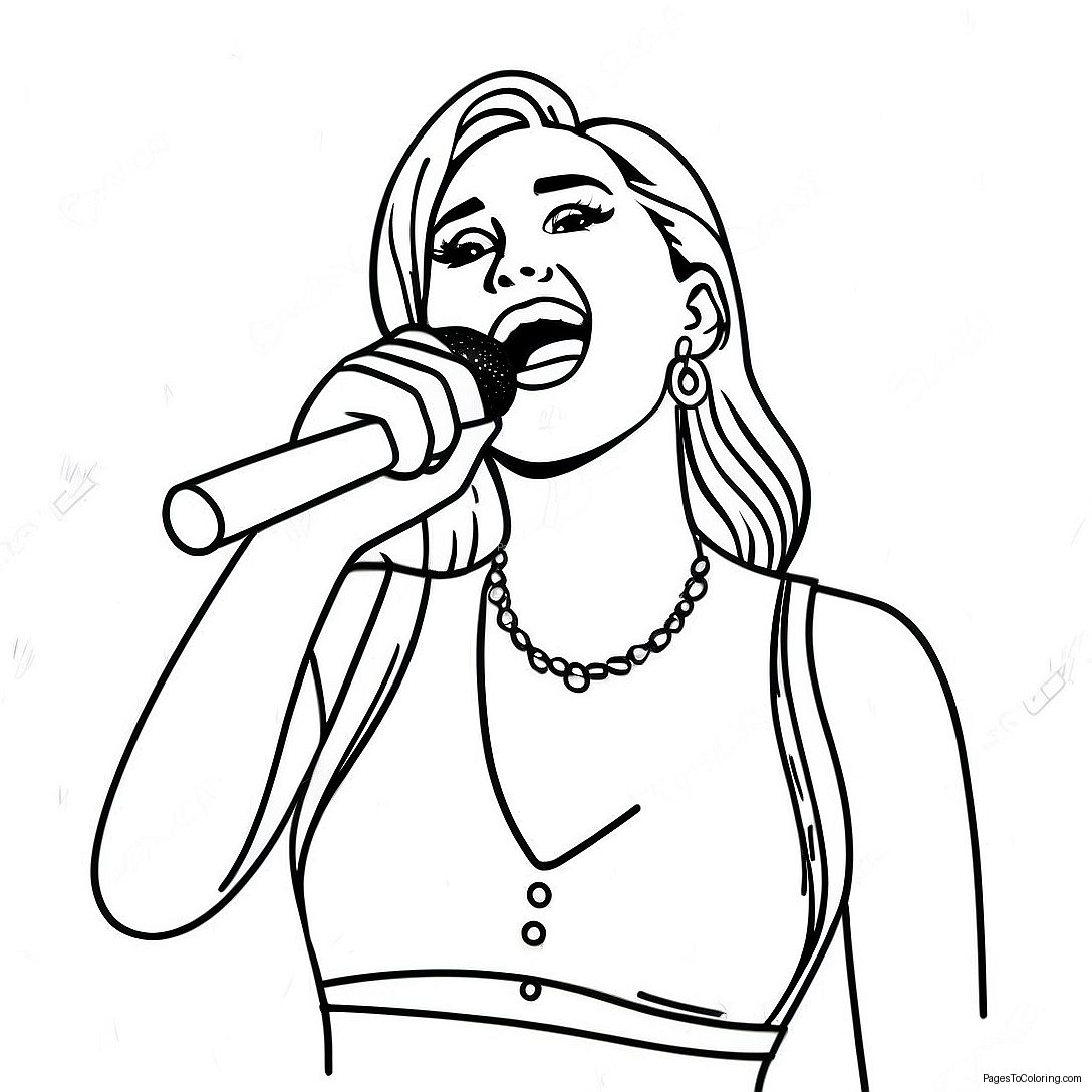 Miley Cyrus Singing On Stage Coloring Page 21494 17440