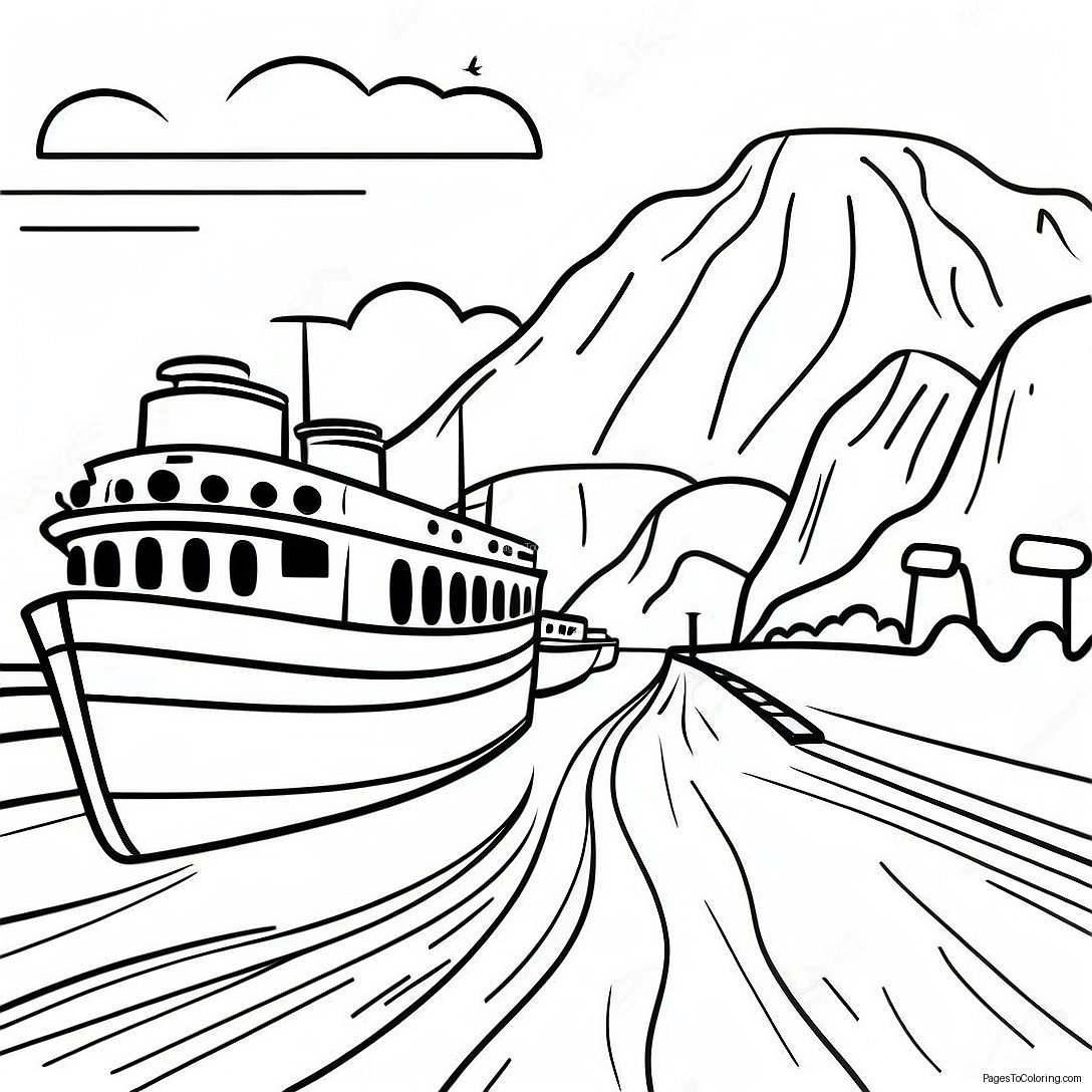 Panama Canal Scenic View Coloring Page 43462 34856 Panama Canal Scenic View Coloring Page 43462 34856