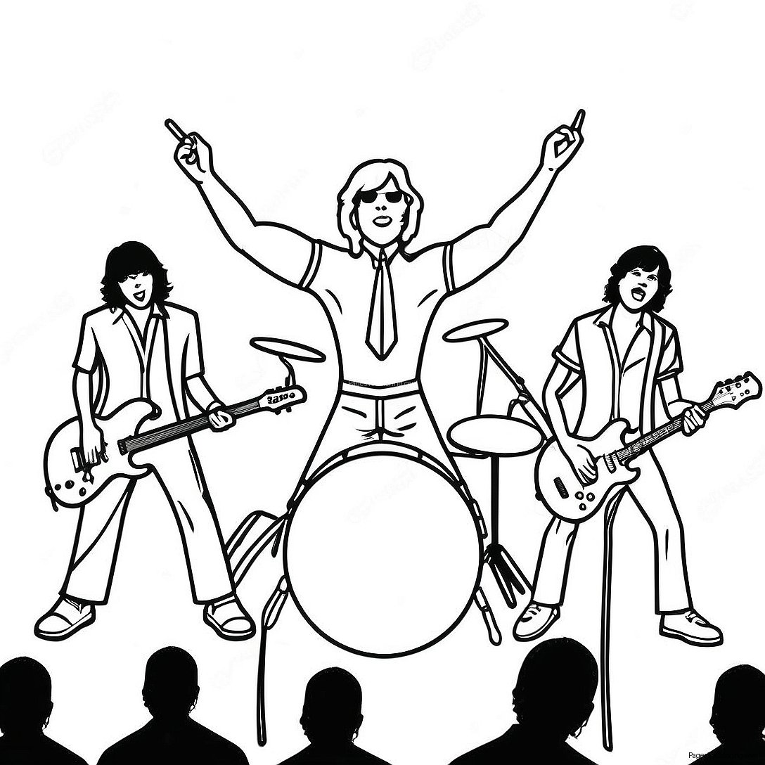 Rock N Roll Band On Stage Coloring Page 38713 31113