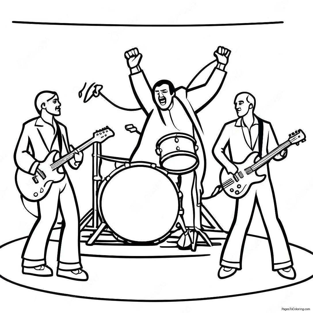 Rock N Roll Band On Stage Coloring Page 38713 31114