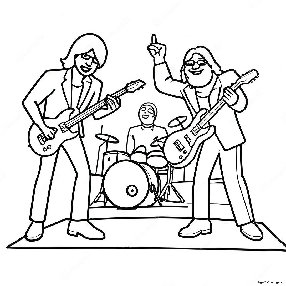 Rock N Roll Band On Stage Coloring Page 38713 31115