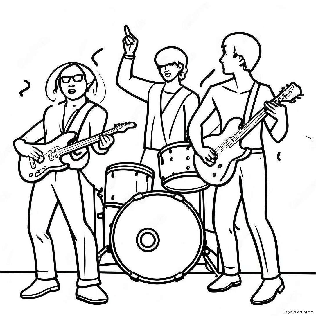 Rock N Roll Band On Stage Coloring Page 38713 31116