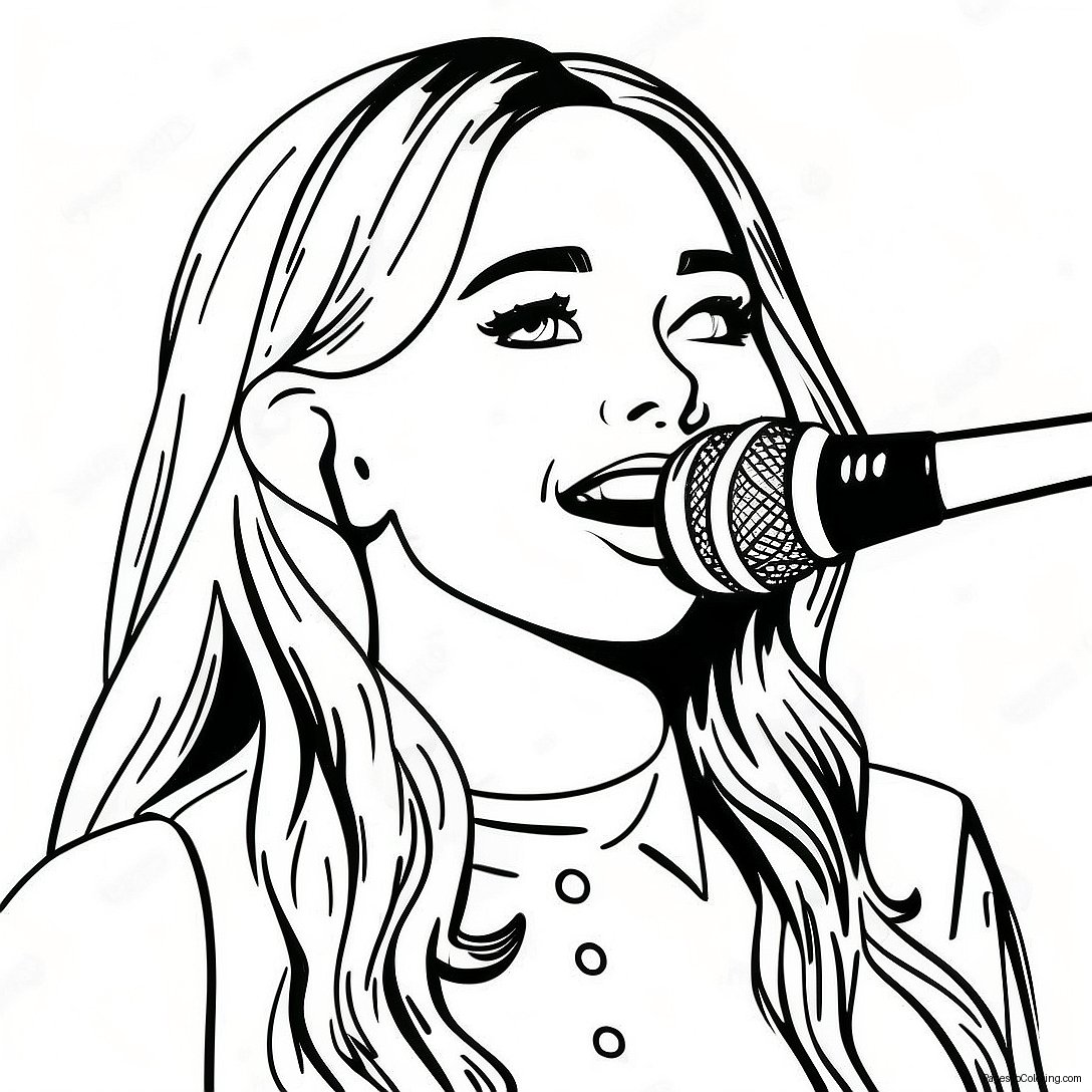 Sabrina Carpenter Singing On Stage Coloring Page 40533 32539