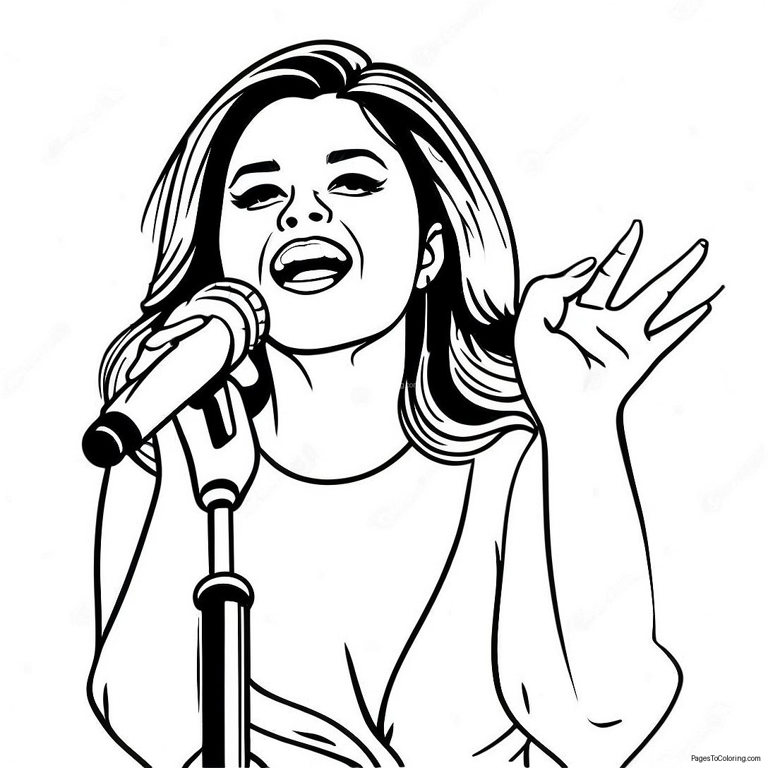 Selena Gomez Singing On Stage Coloring Page 27054 21849