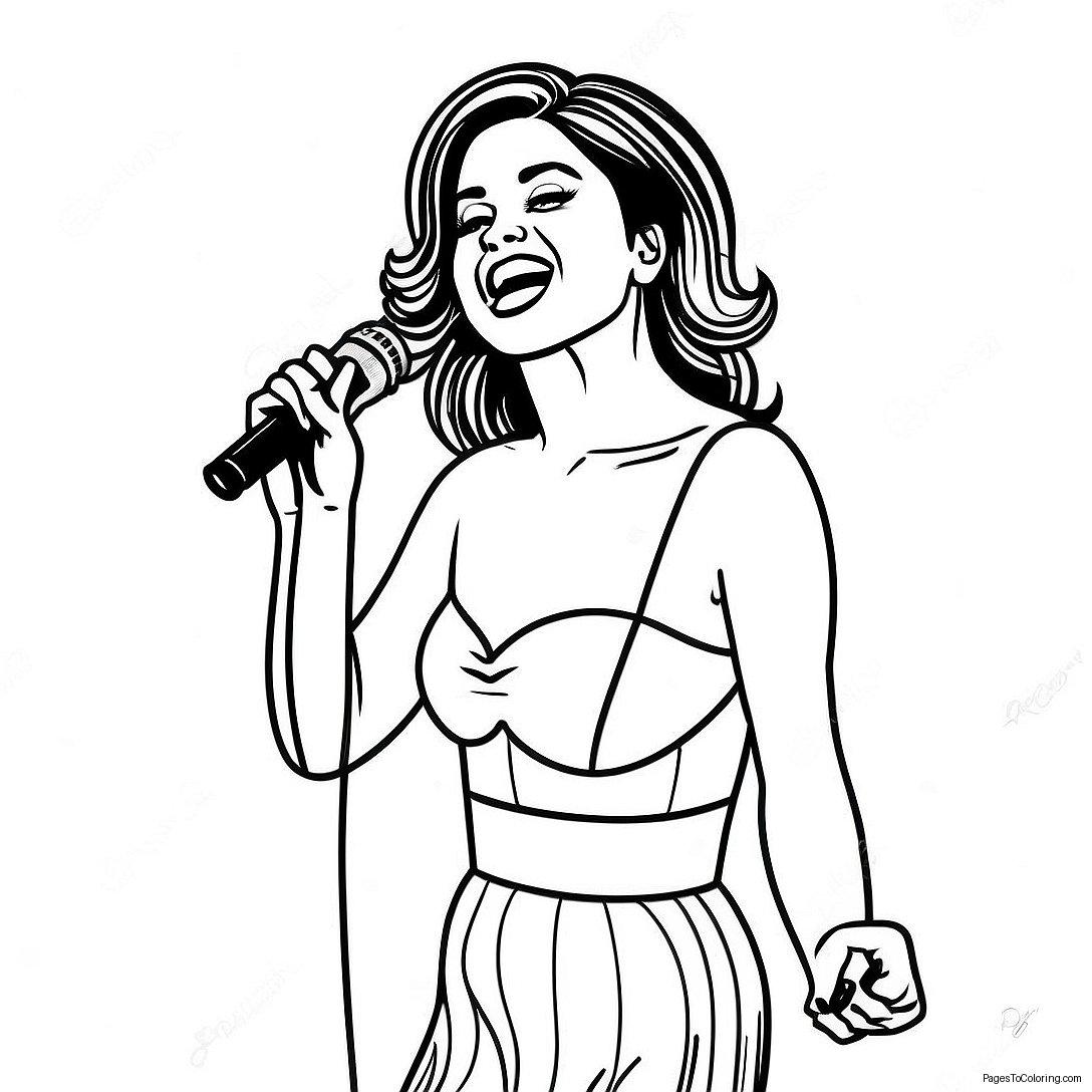 Selena Gomez Singing On Stage Coloring Page 27054 21850
