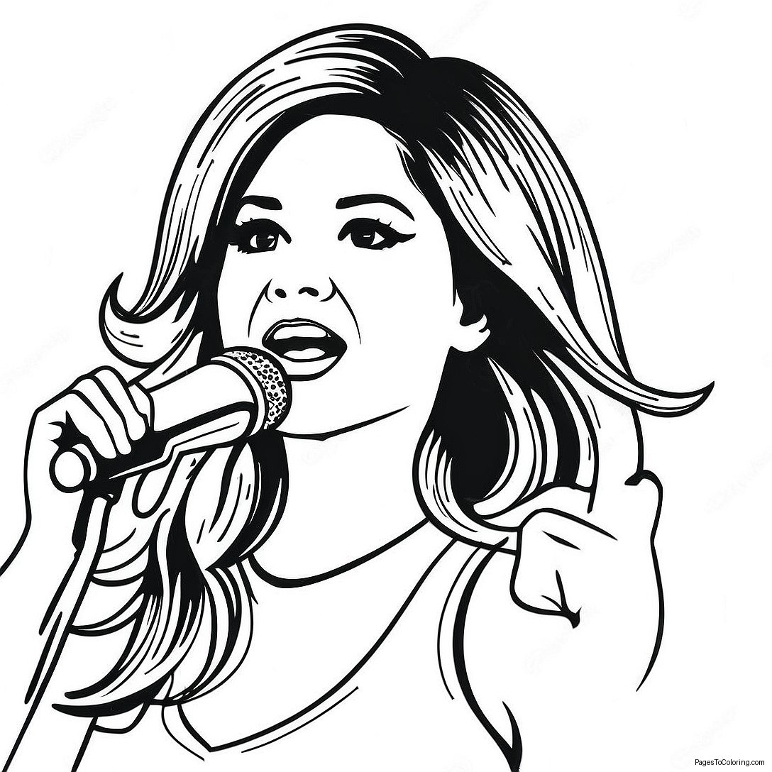 Selena Gomez Singing On Stage Coloring Page 27054 21852