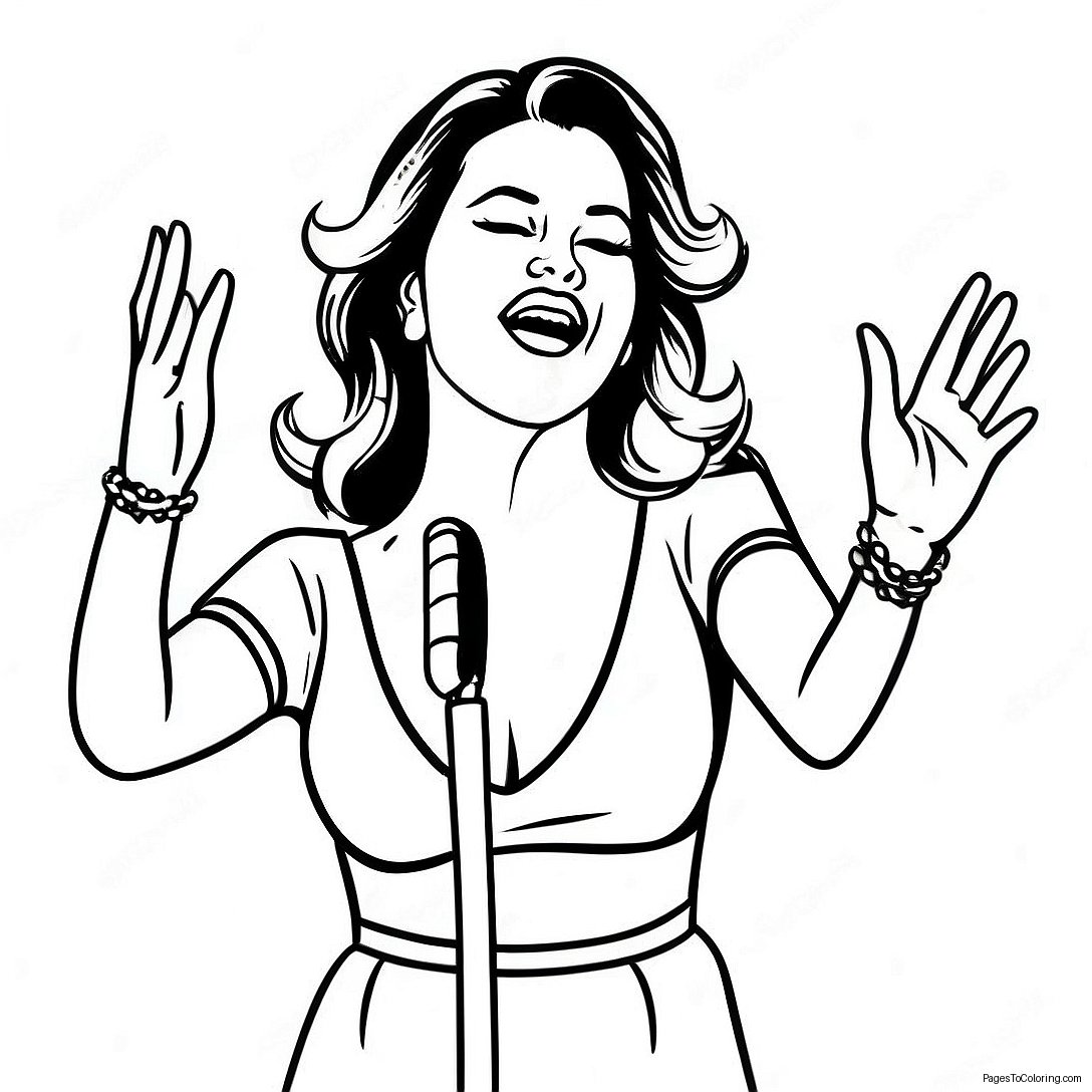 Selena Singing On Stage Coloring Page 10912 9042