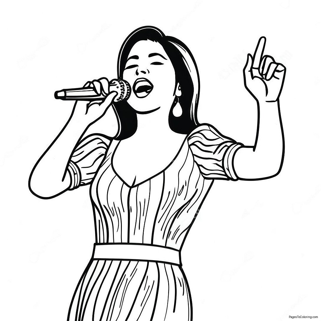 Selena Singing On Stage Coloring Page 10912 9044