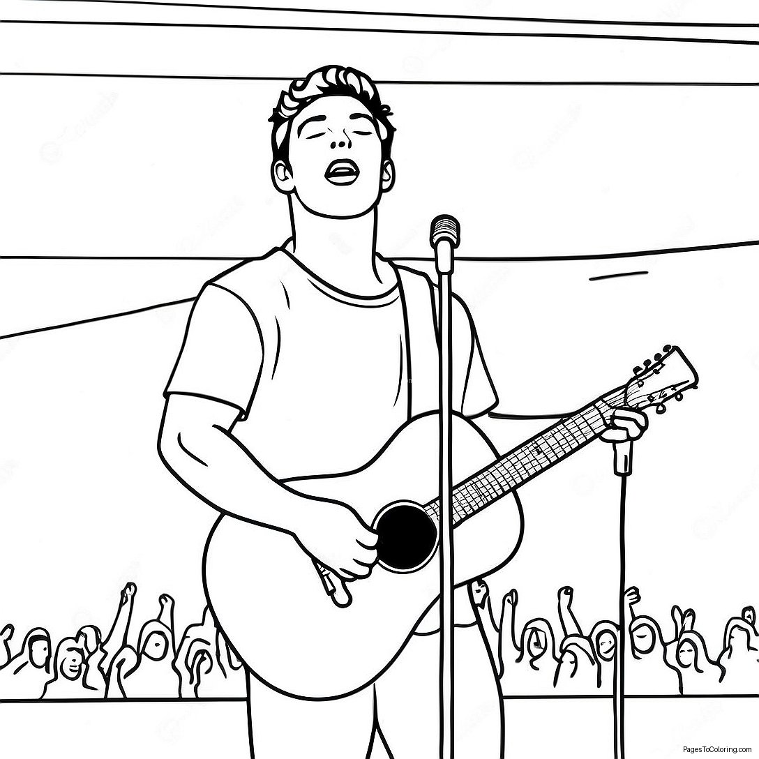 Shawn Mendes Singing On Stage Coloring Page 61043 49114