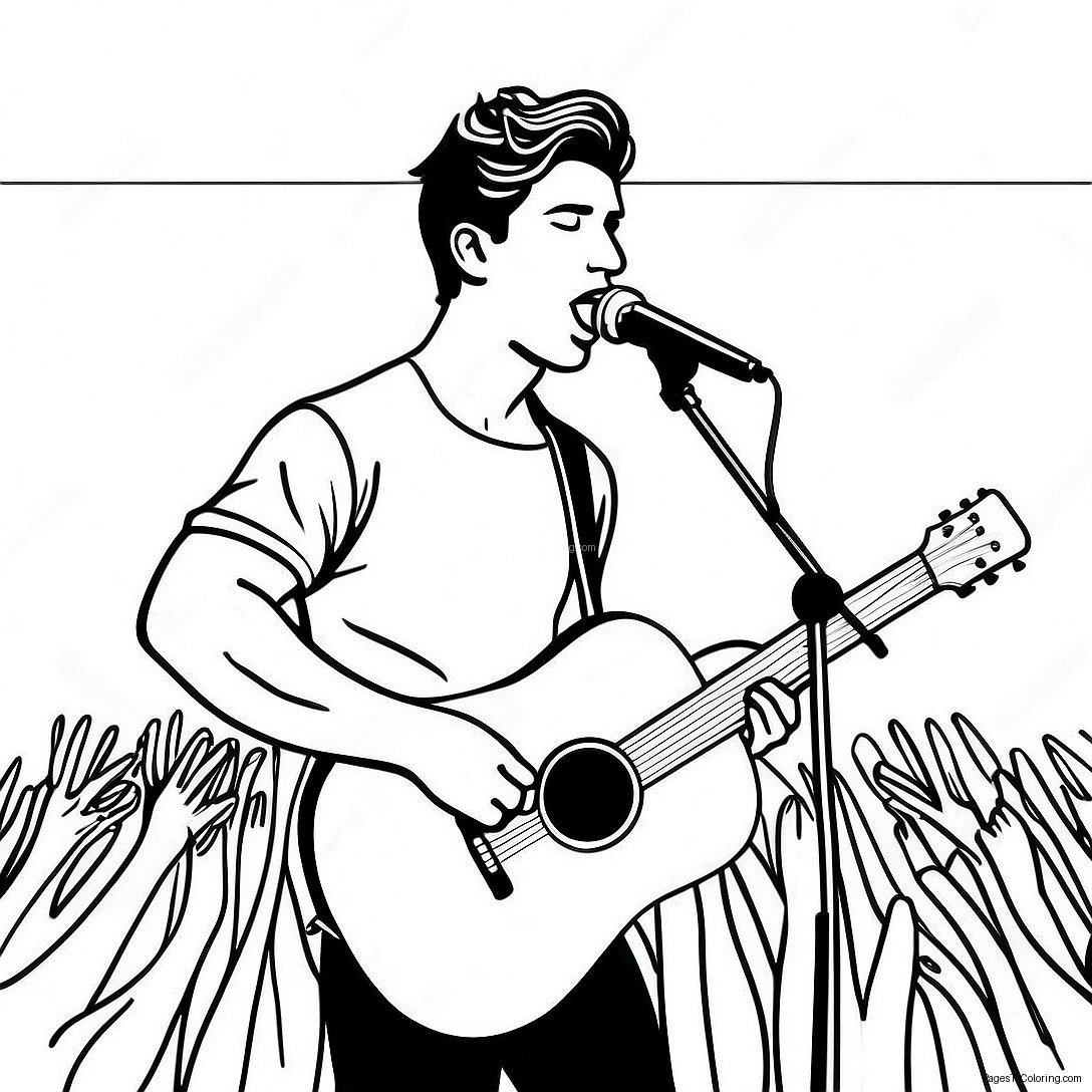 Shawn Mendes Singing On Stage Coloring Page 61043 49116