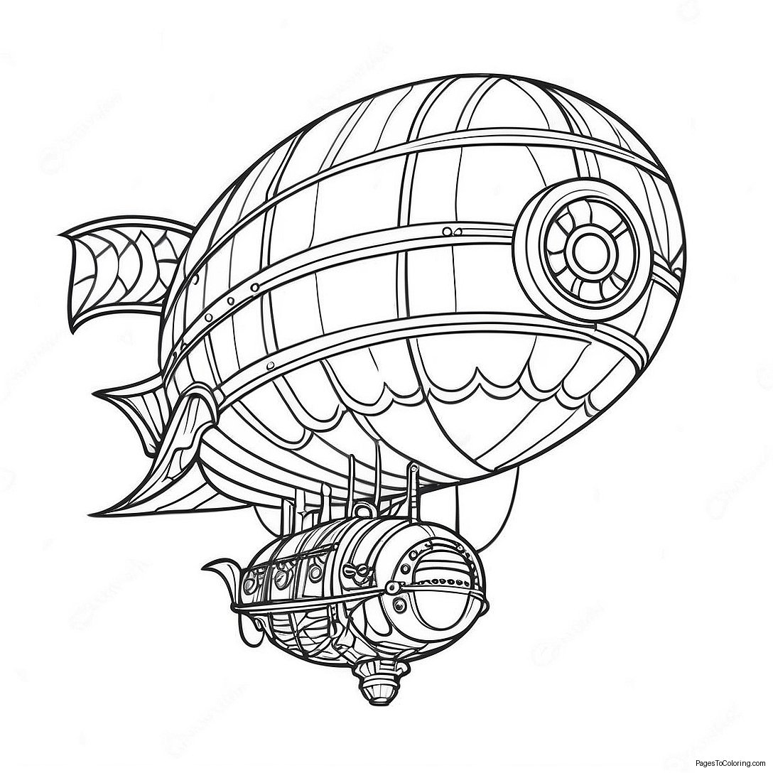 Steampunk Airship Coloring Page 5371 4460 