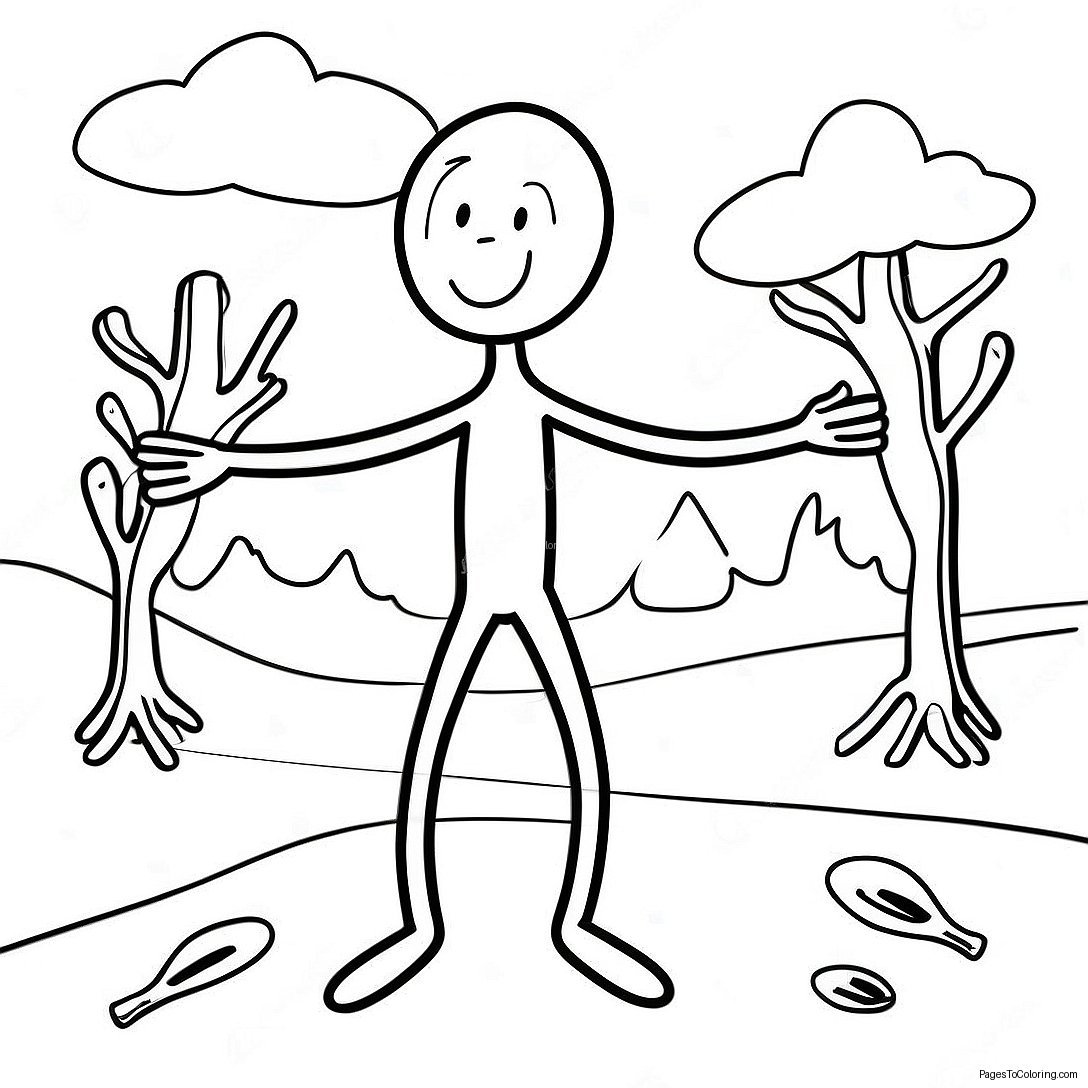 Stick Man Colouring Pages