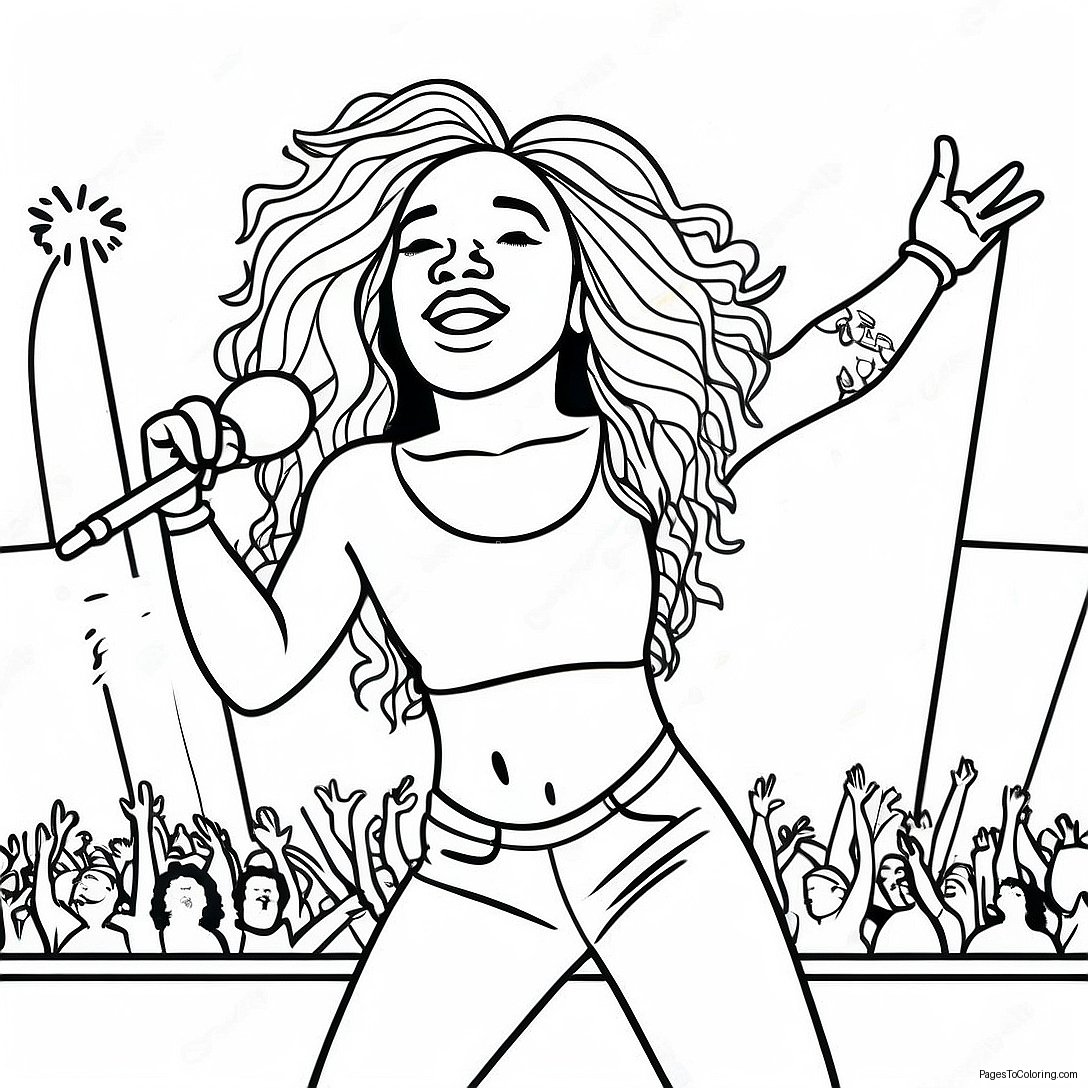 Sza Performing On Stage Coloring Page 34163 27498