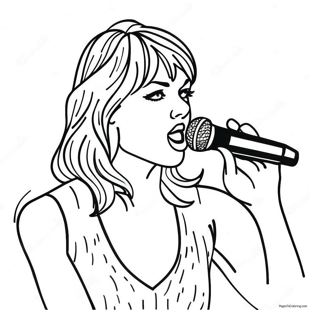 Taylor Swift Singing On Stage Coloring Page 10232 8502