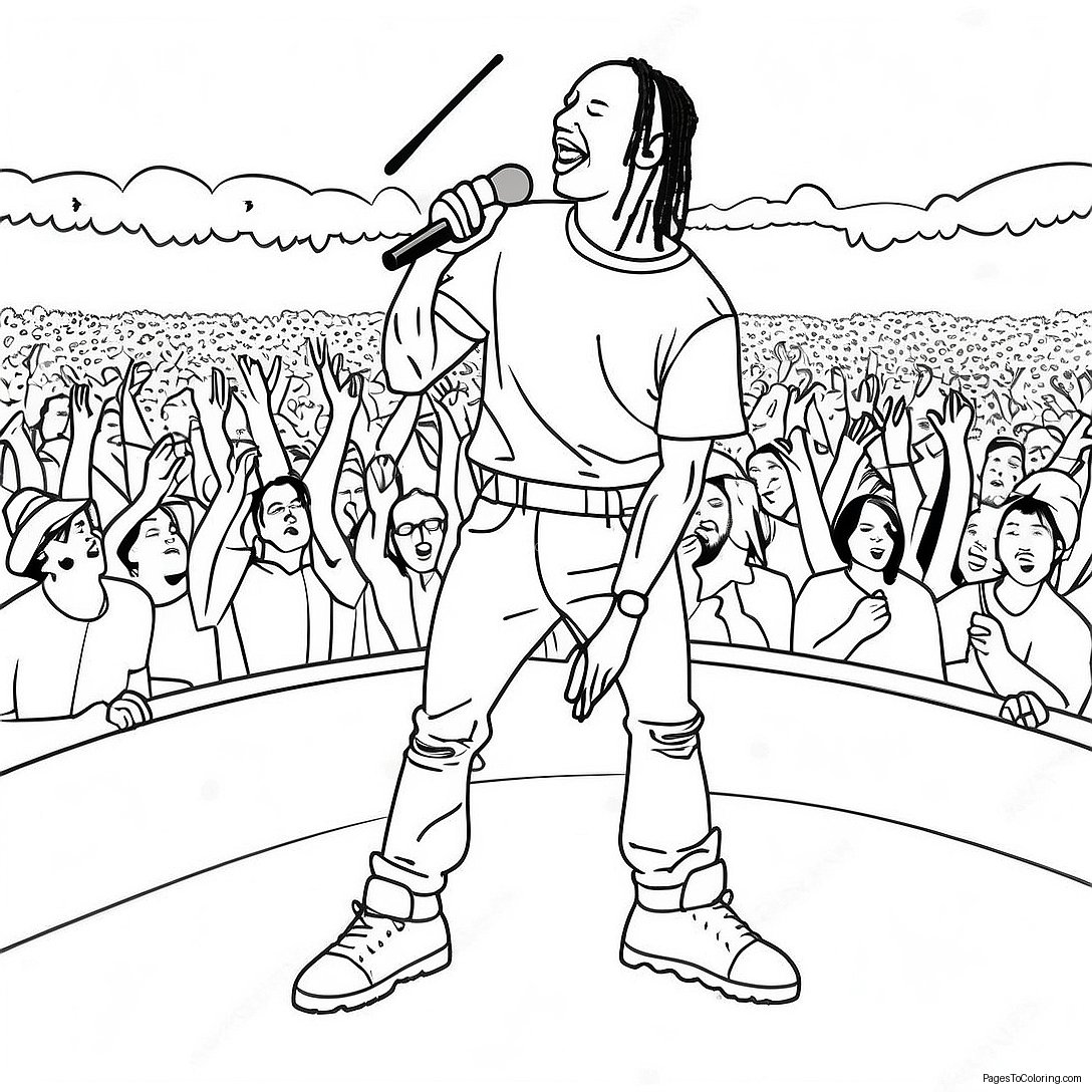 Travis Scott Performing On Stage Coloring Page 19414 15785