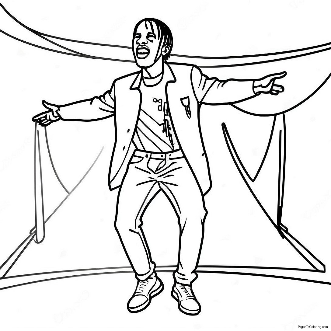 Travis Scott Performing On Stage Coloring Page 19414 15786