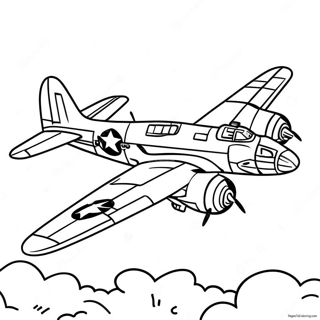 Vintage B 17 Bomber In Flight Coloring Page 73923 59371