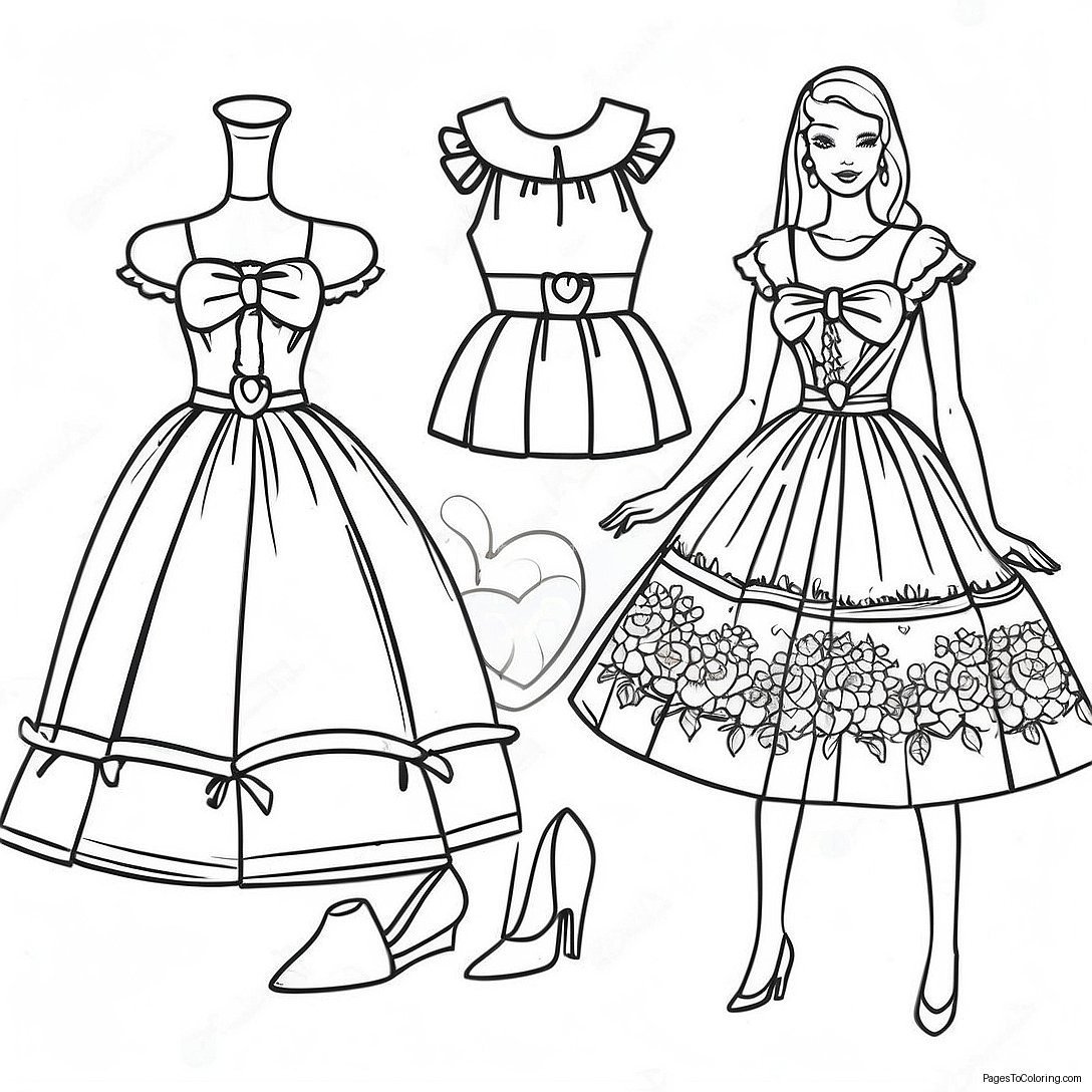 Vintage Barbie Classic Dress Coloring Page 8201 6901