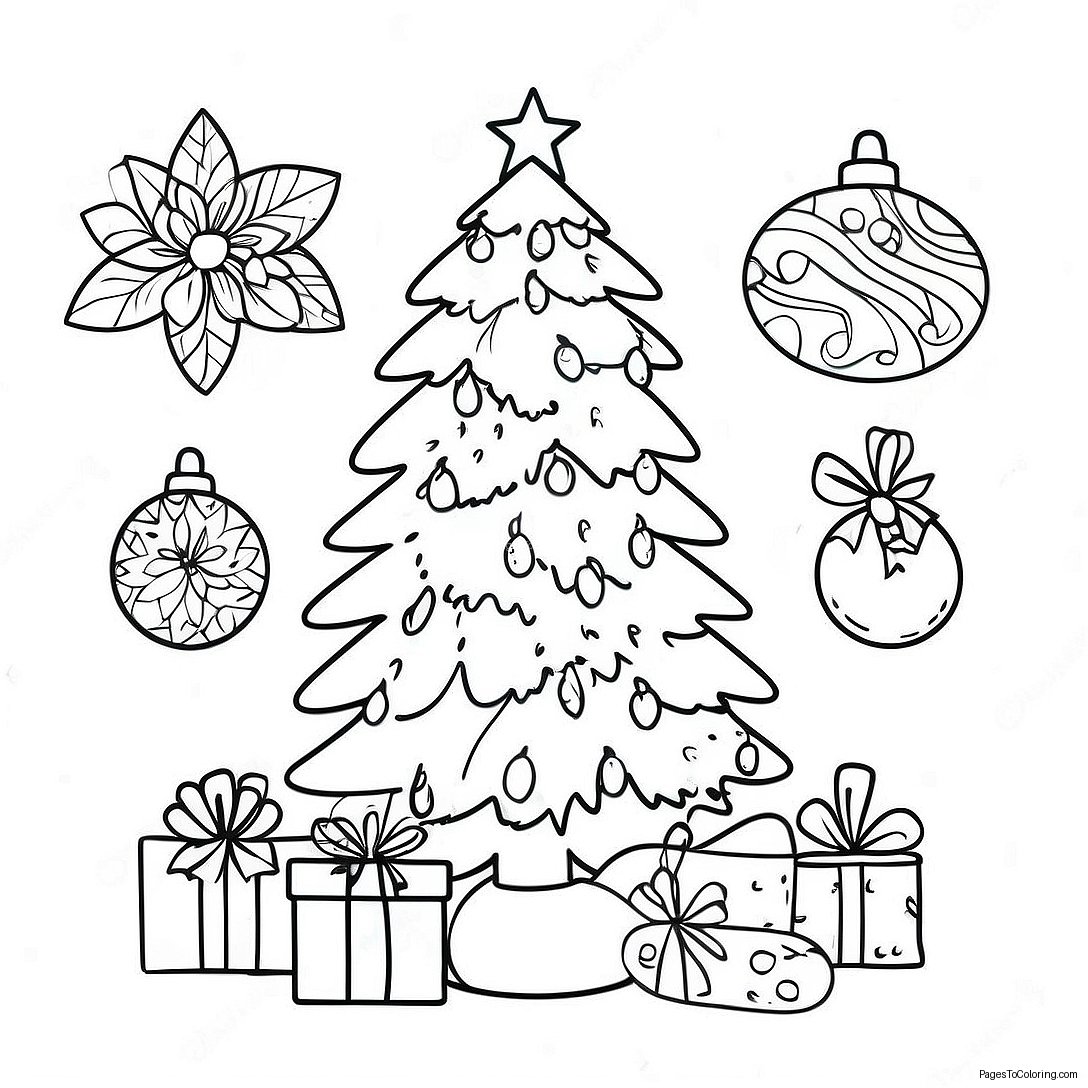 Vintage Christmas Tree Coloring Page 10541 42913