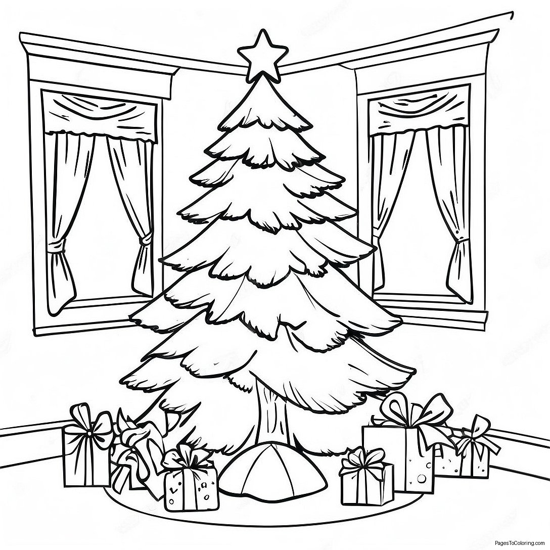 Vintage Christmas Tree Coloring Page 10541 42915