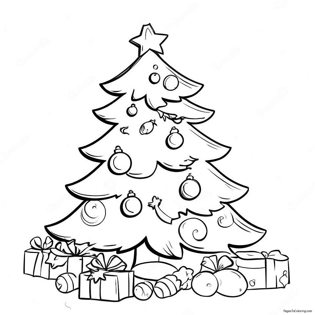Vintage Christmas Tree Coloring Page 10541 42916