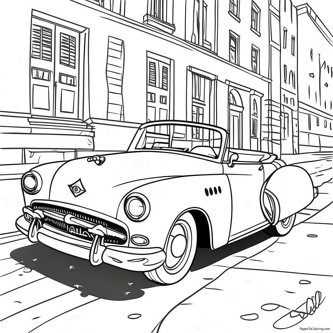 Vintage Convertible Classic Car Coloring Page 1362 1197