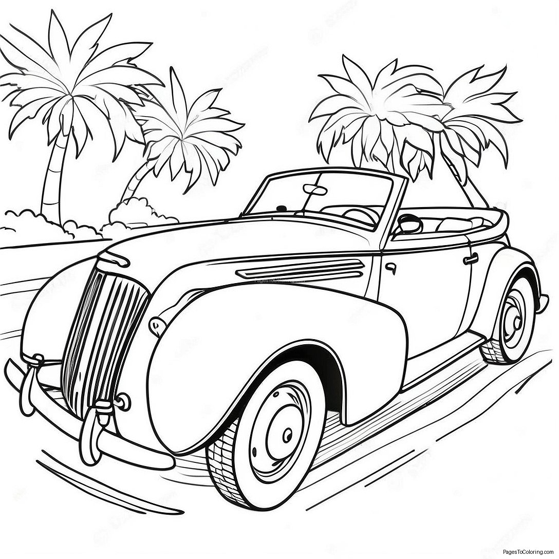 Vintage Convertible Classic Car Coloring Page 1362 1198