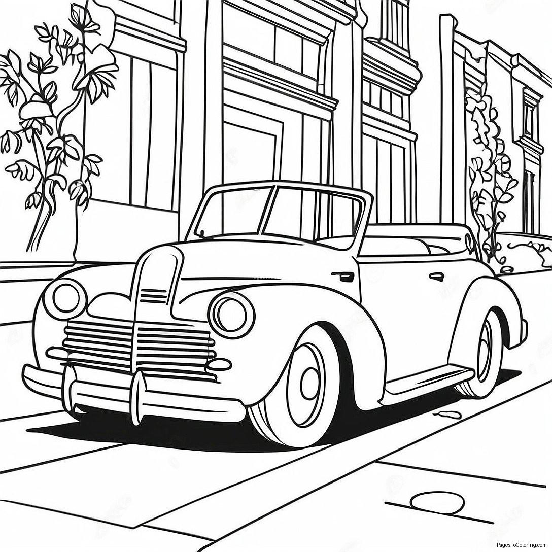Vintage Convertible Classic Car Coloring Page 1362 1199