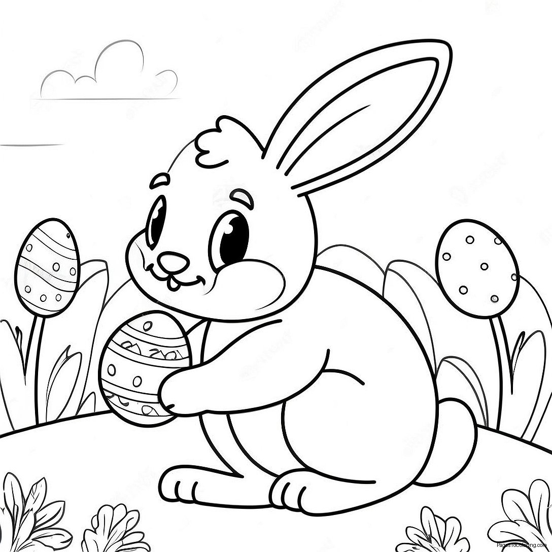 Vintage Easter Bunny Coloring Page 71422 57373