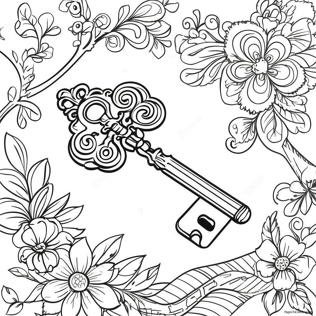 Vintage Key Coloring Page 59413 47831