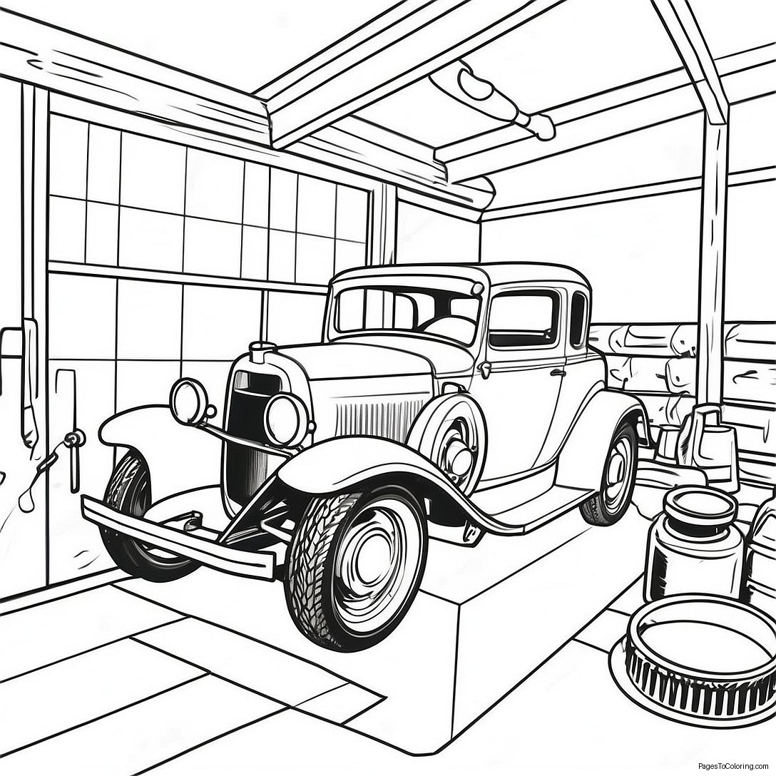 Vintage Mechanic Garage Coloring Page 48773 39073