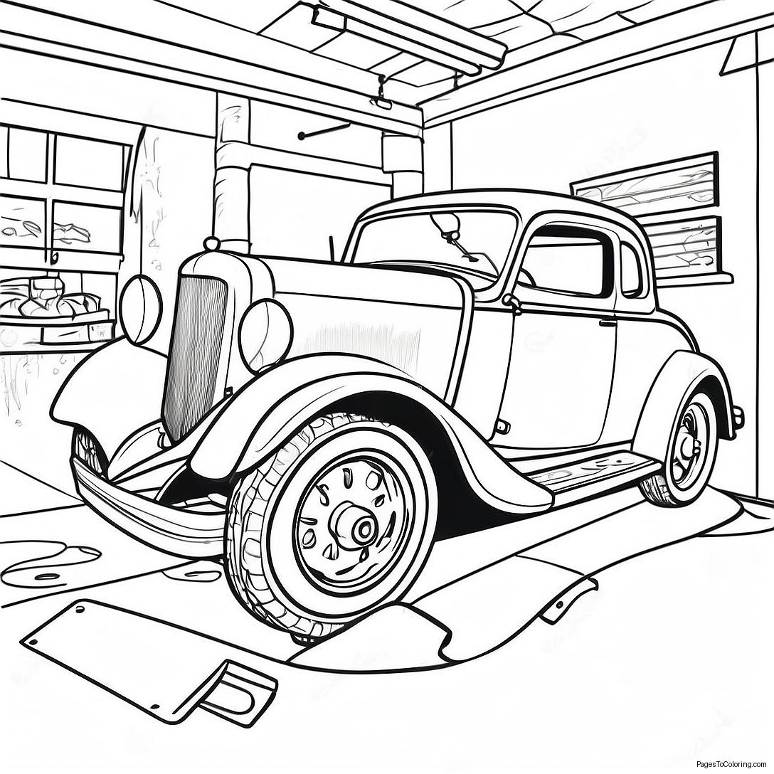 Vintage Mechanic Garage Coloring Page 48773 39074