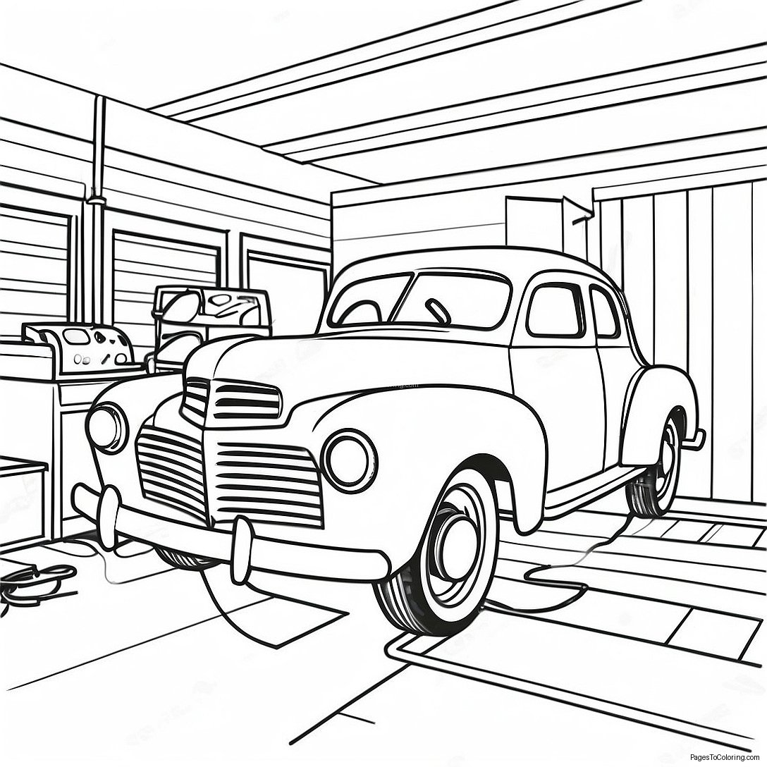 Vintage Mechanic Garage Coloring Page 48773 39076