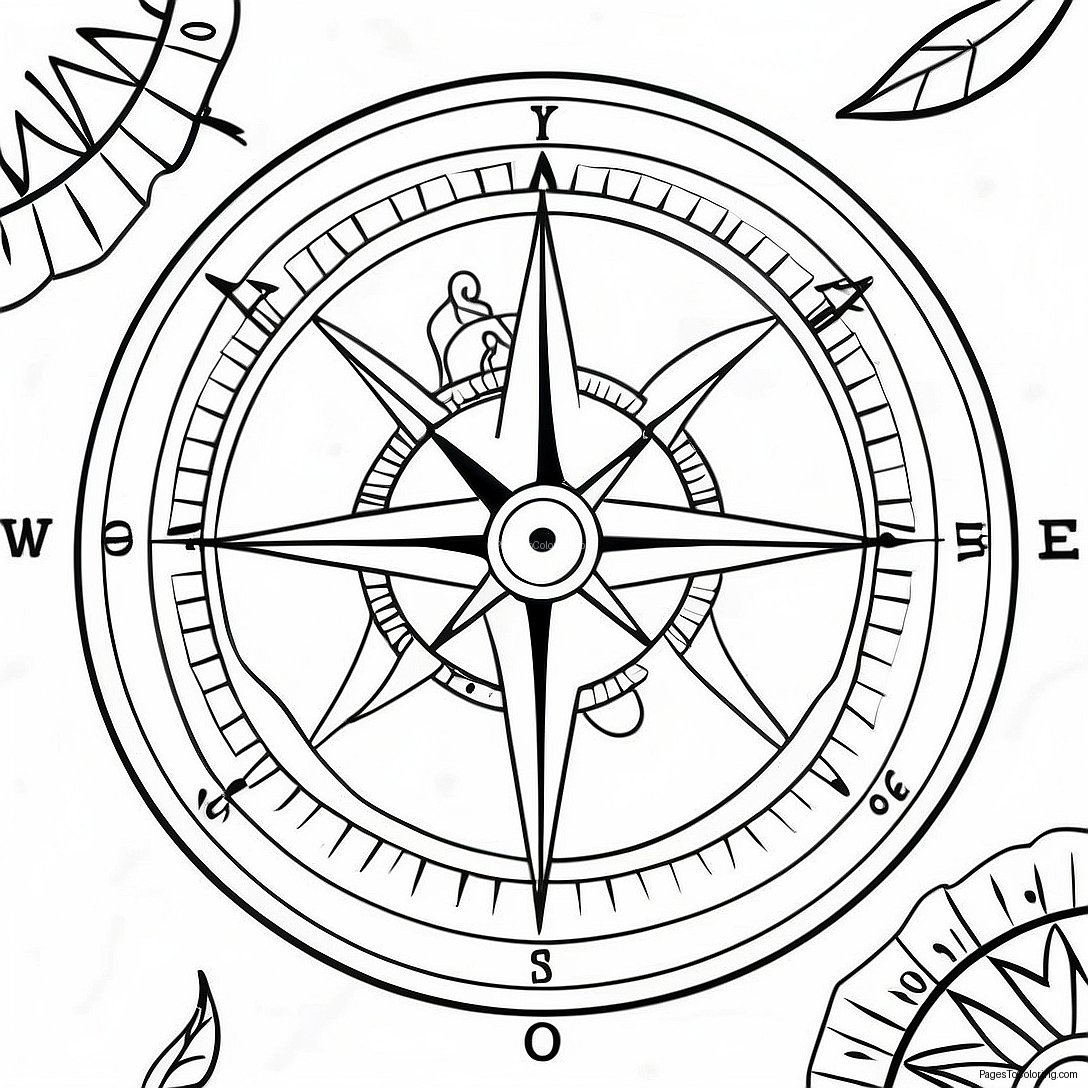 Vintage Nautical Compass Coloring Page 33323 26839