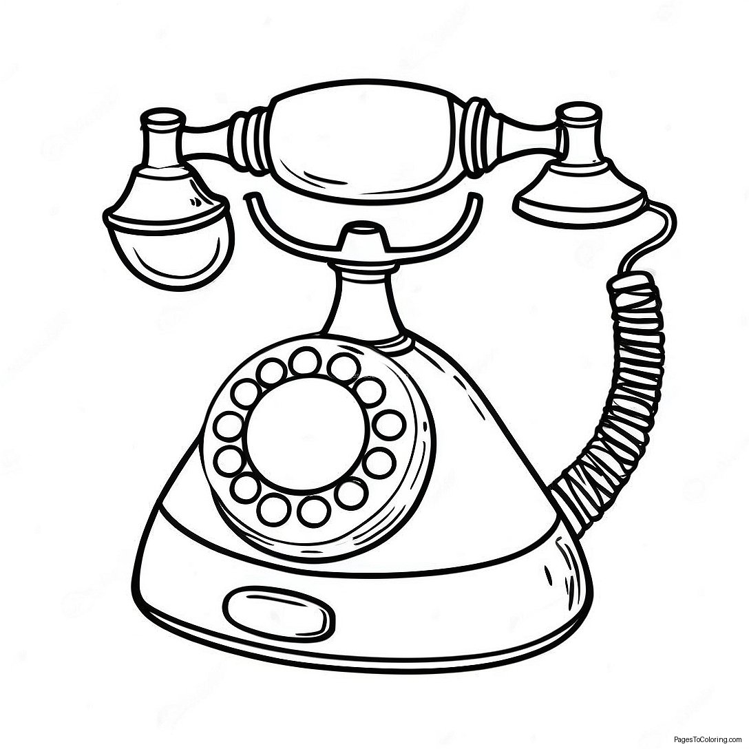 Vintage Phone Coloring Page 55872 45005