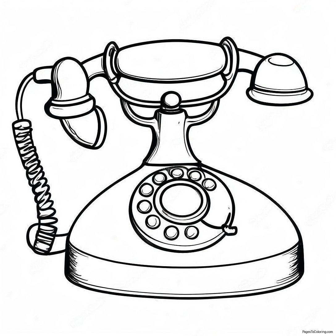 Vintage Phone Coloring Page 55872 45006