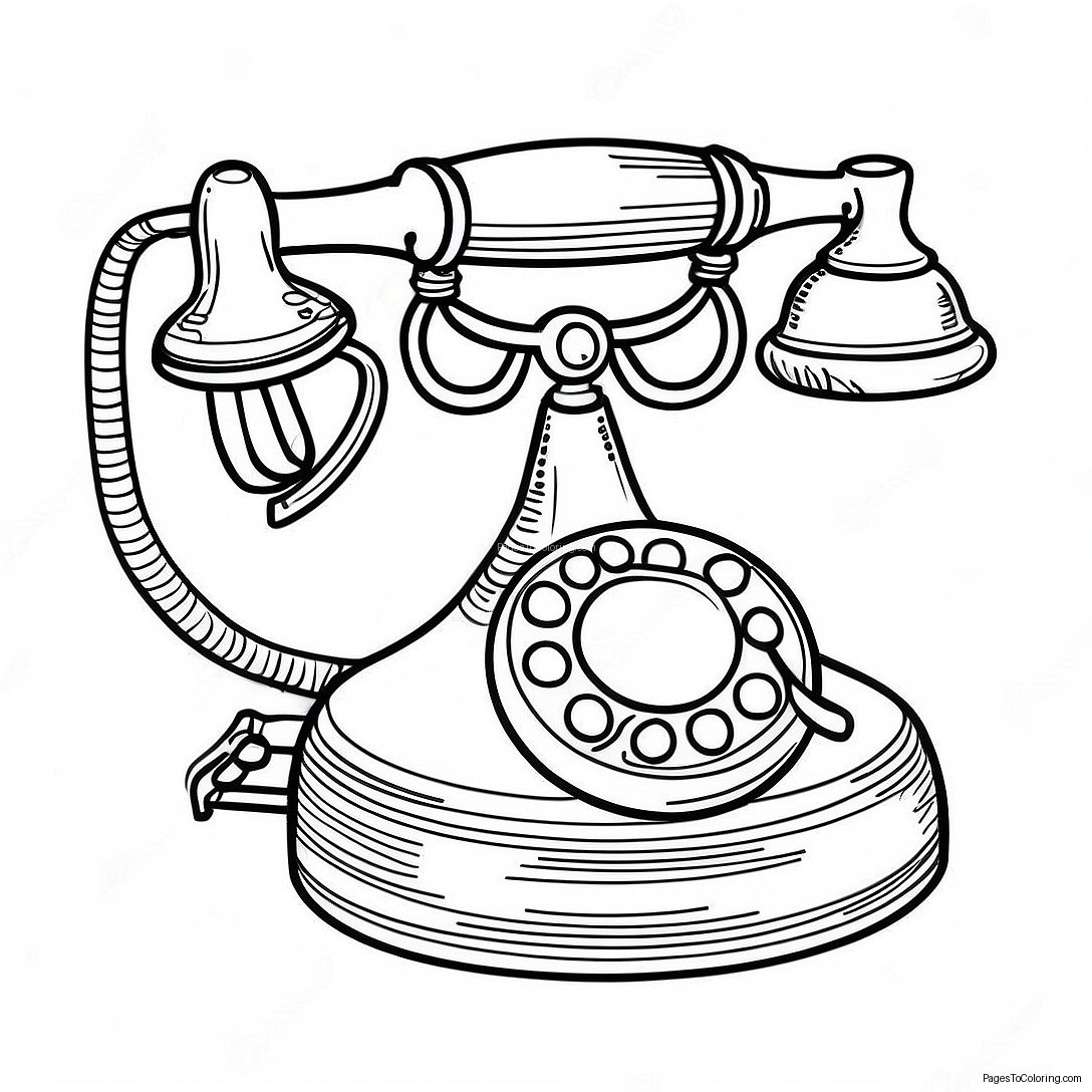 Vintage Phone Coloring Page 55872 45008
