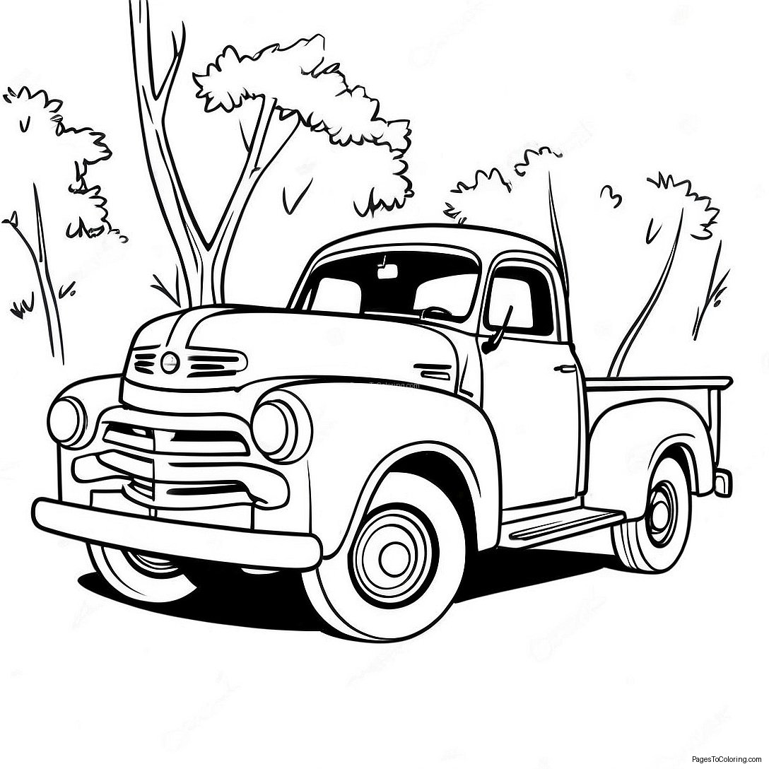 Vintage Pickup Truck Coloring Page 28354 22877