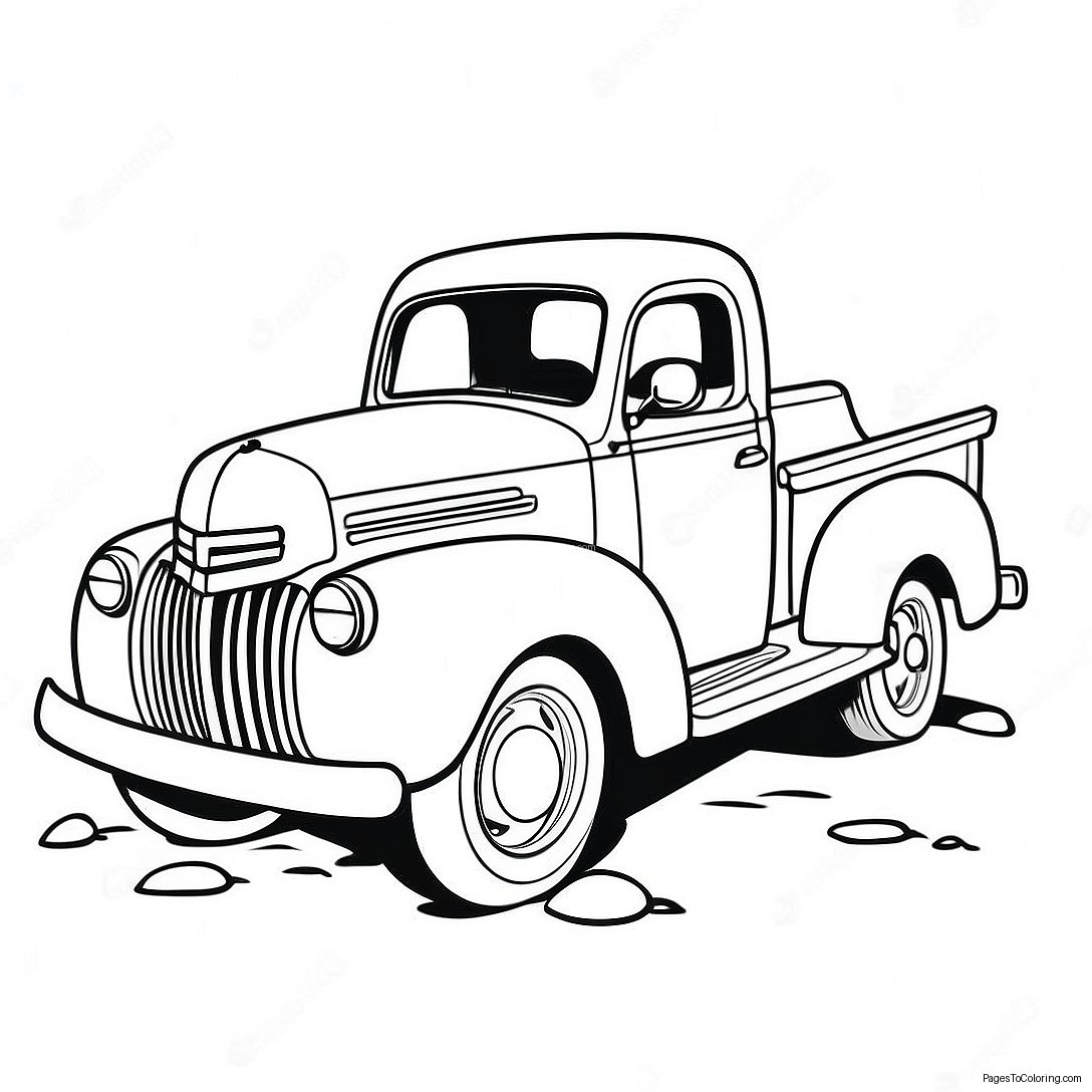 Vintage Pickup Truck Coloring Page 28354 22879