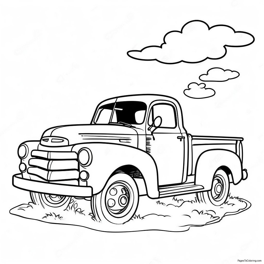 Vintage Pickup Truck Coloring Page 28354 22880