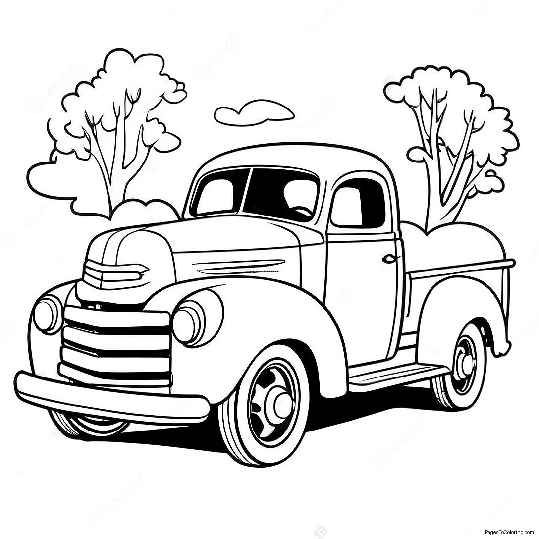 Vintage Pickup Truck Coloring Page 72463 58207