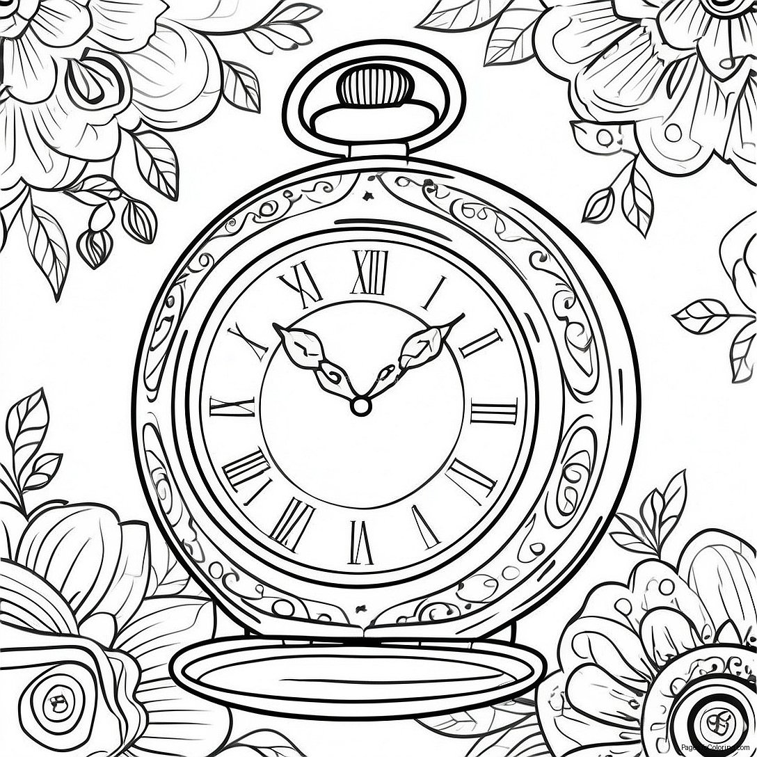 Vintage Pocket Watch Coloring Page 39693 31877