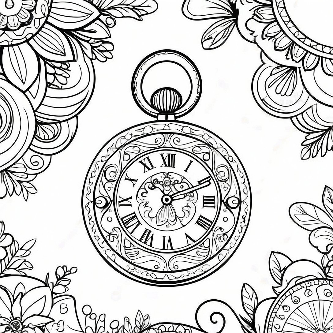 Vintage Pocket Watch Coloring Page 39693 31878