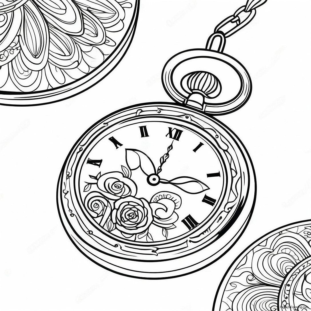 Vintage Pocket Watch Coloring Page 39693 31879