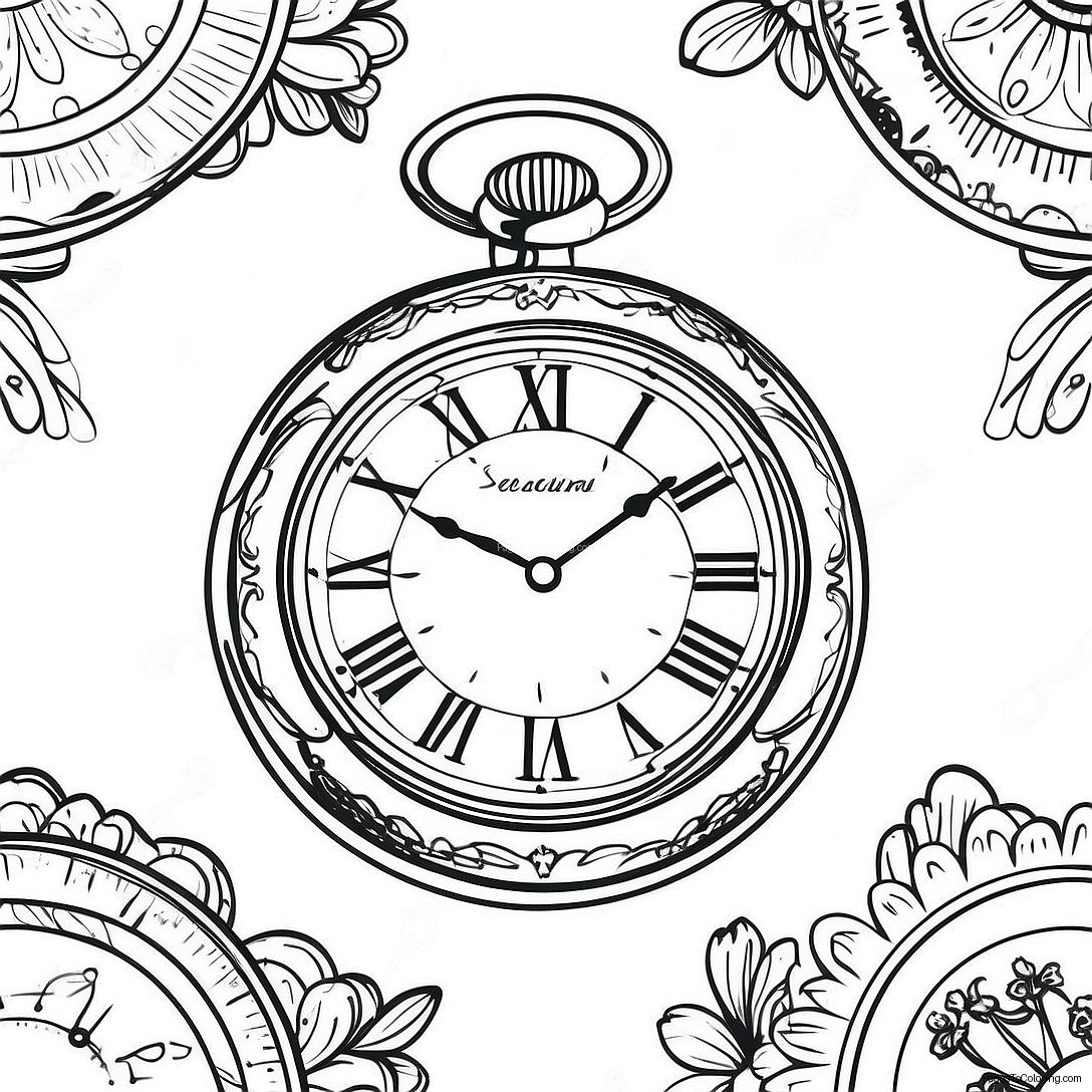 Vintage Pocket Watch Coloring Page 39693 31880