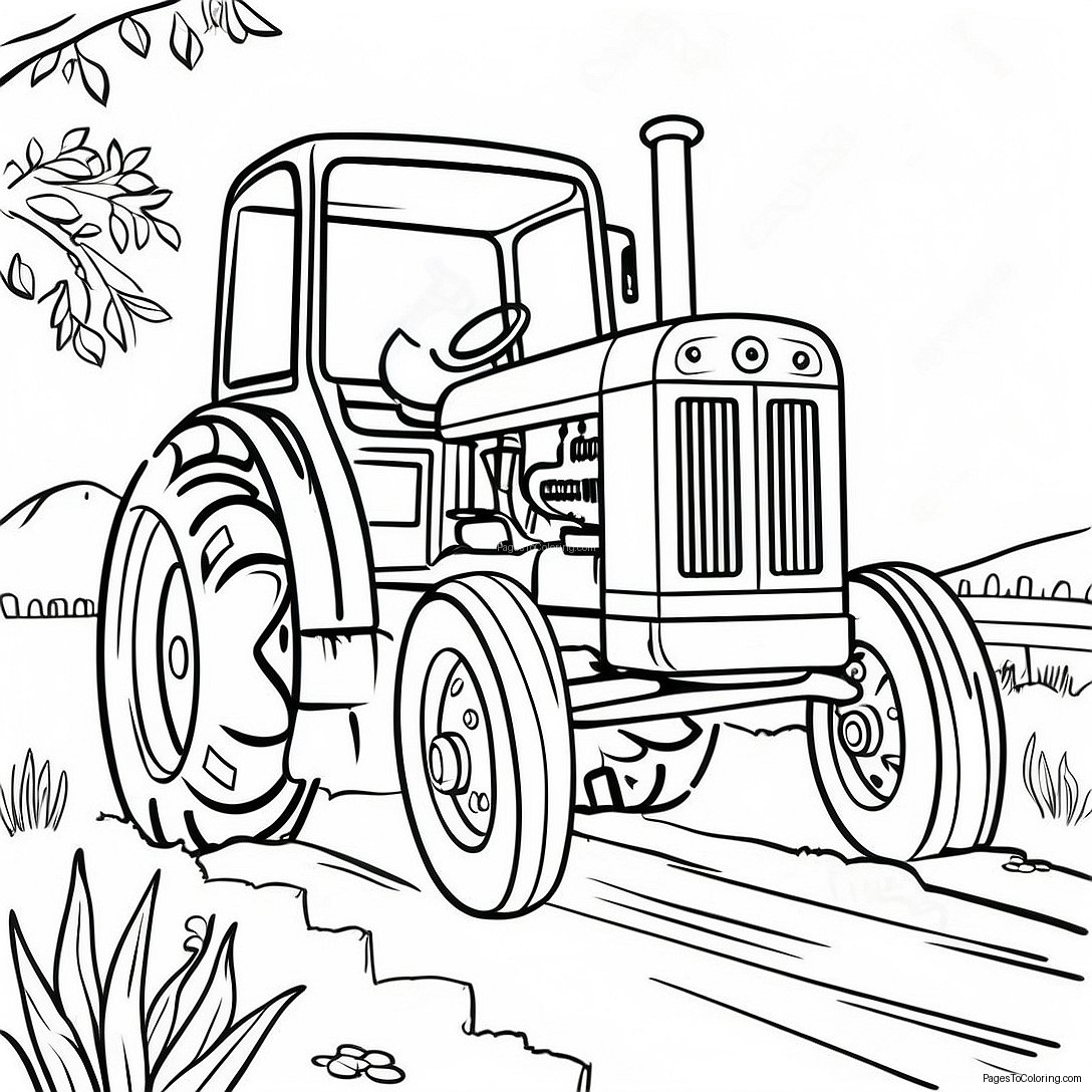 Vintage Pulling Tractor Coloring Page 39053 31375