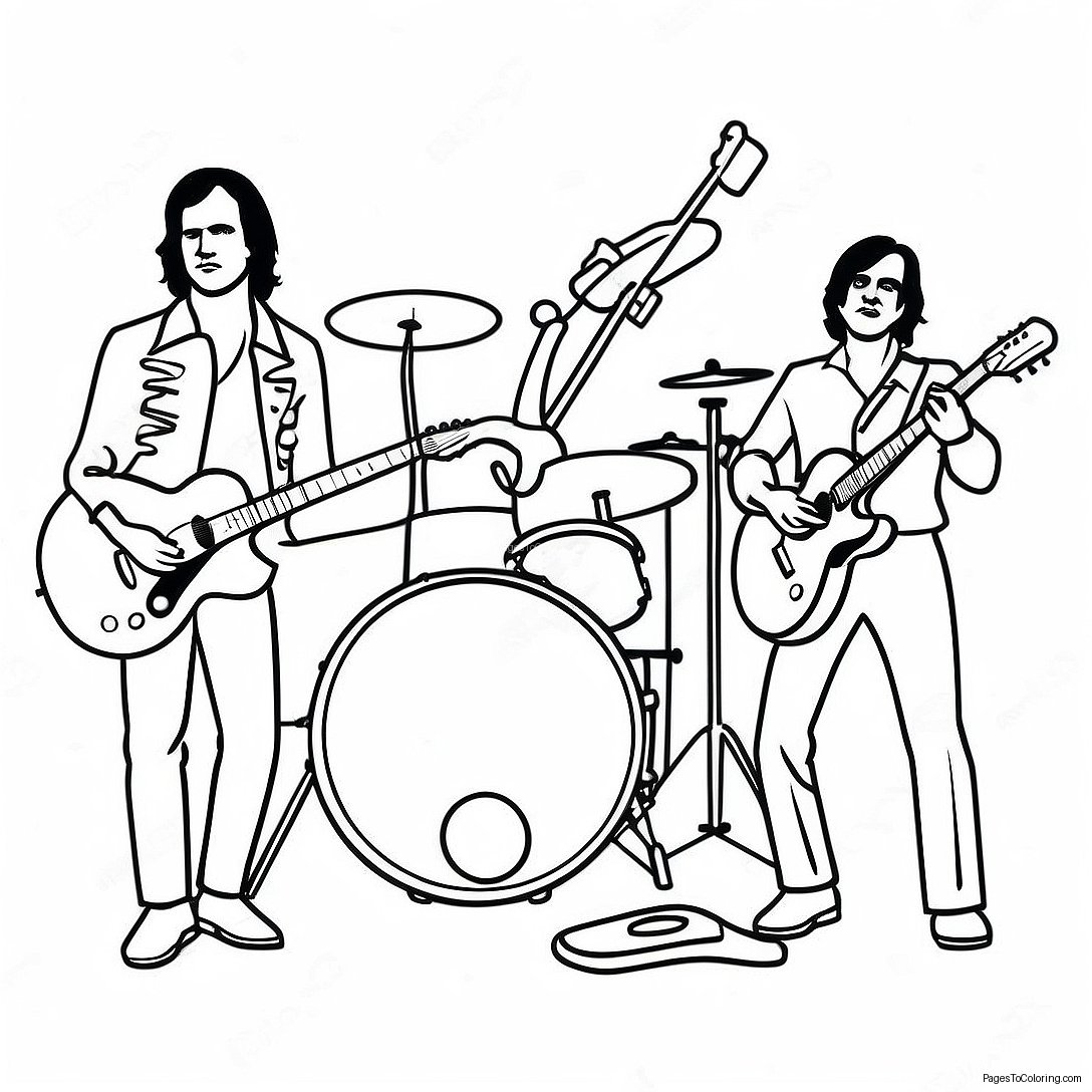 Vintage Rock And Roll Band Coloring Page 18764 15273