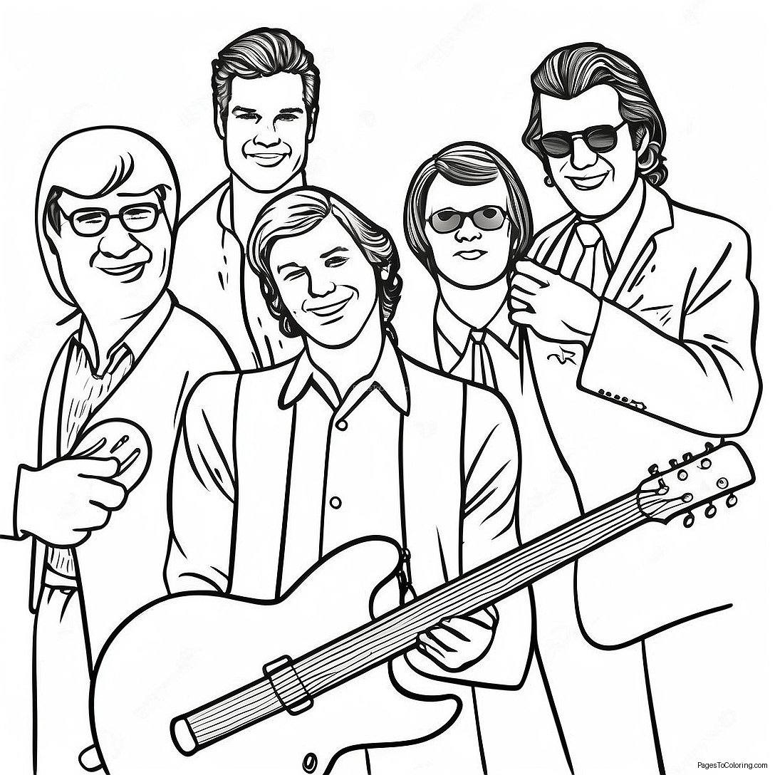 Vintage Rock And Roll Band Coloring Page 18764 15274