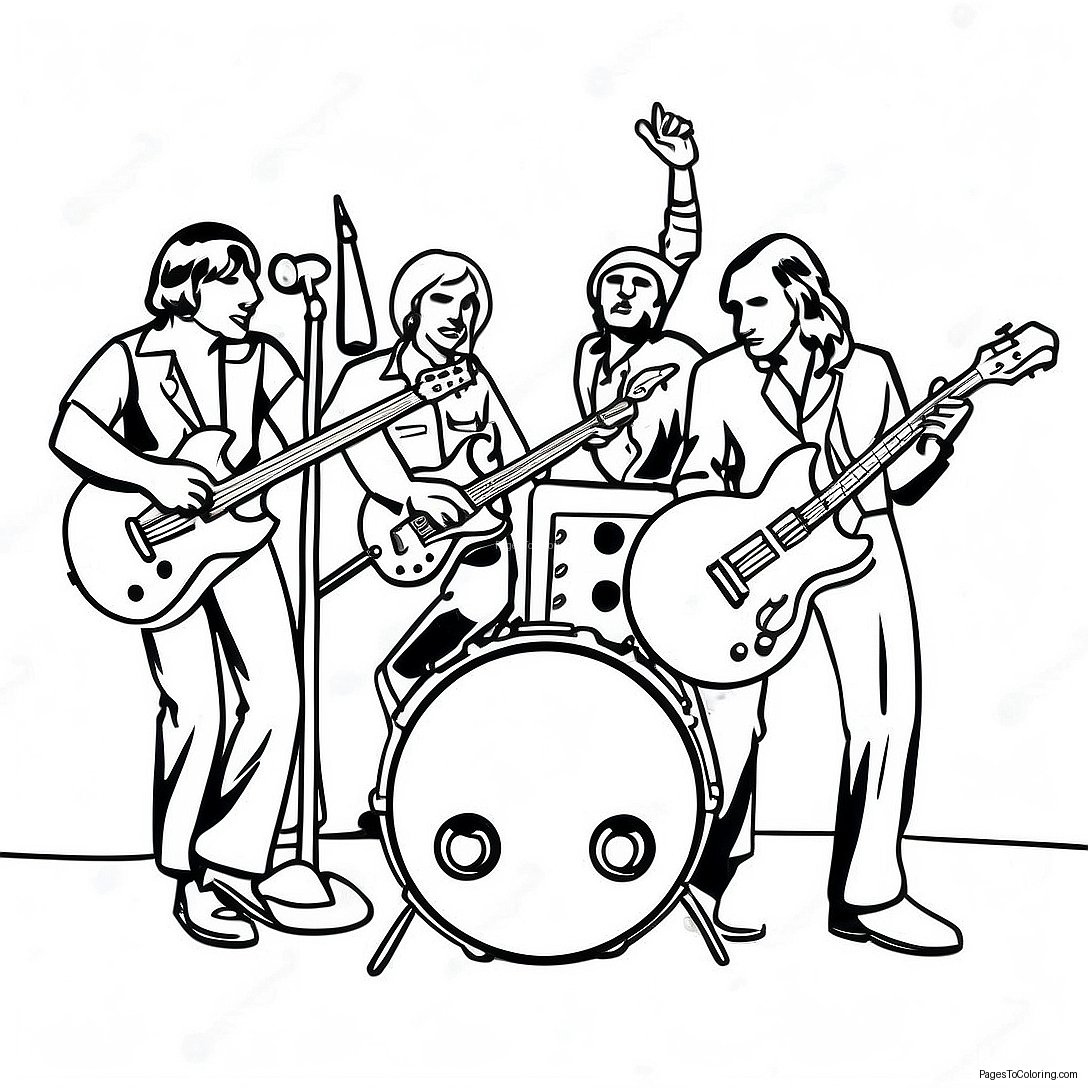 Vintage Rock And Roll Band Coloring Page 18764 15275