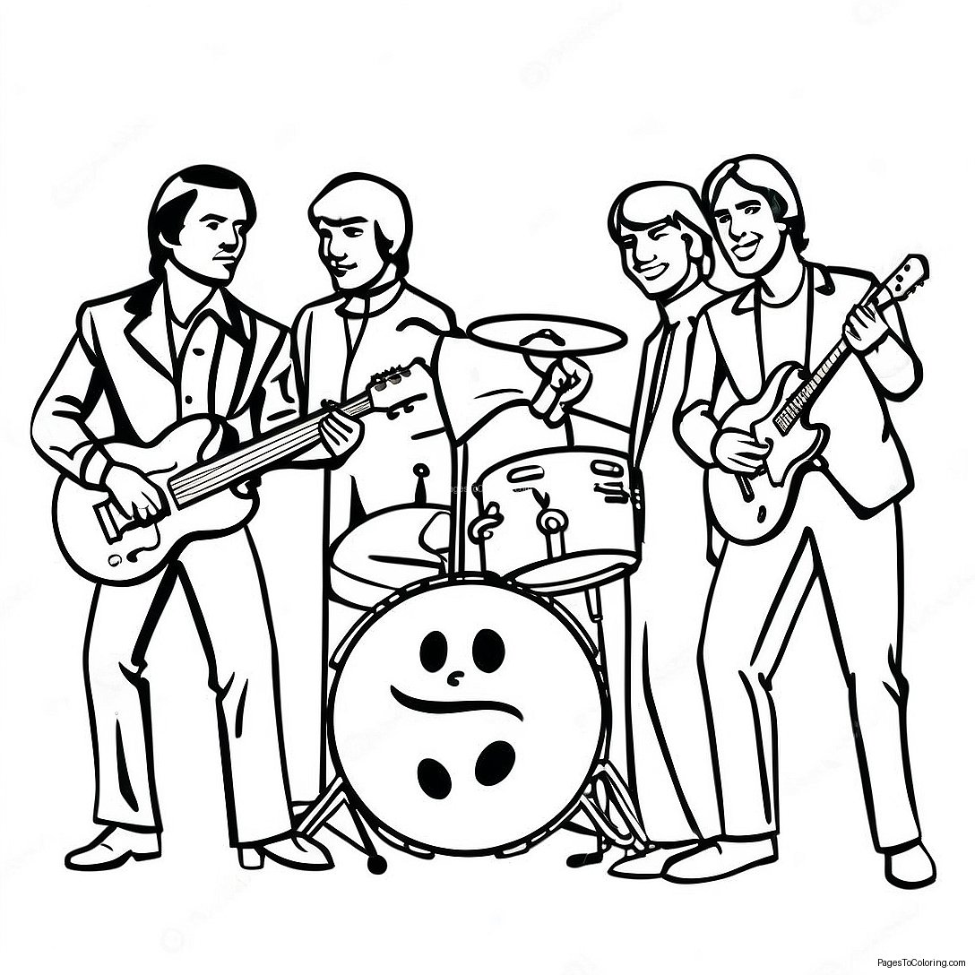Vintage Rock And Roll Band Coloring Page 18764 15276